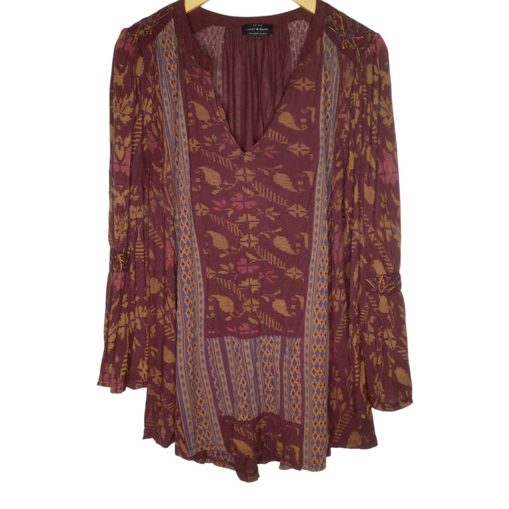 Lucky Brand blouse tunic. Aztec. V neck. Size 2X